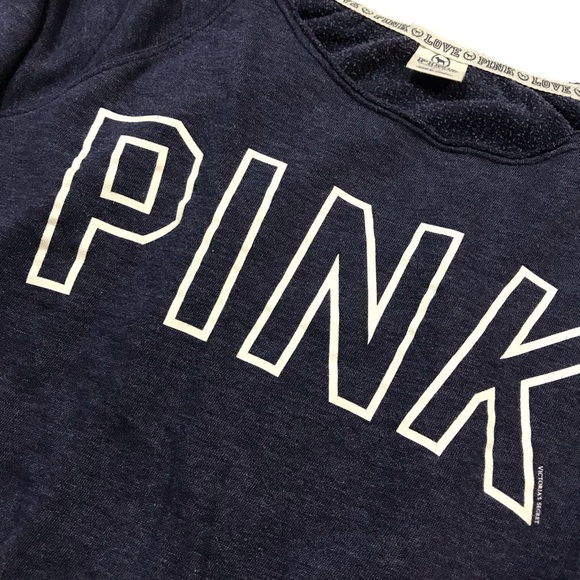 Pink Victoria’s Secret Navy White raw edge Sweat - Picture 4 of 8